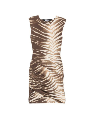 Vestido drapeado estampado de hojas de JUst Cavalli