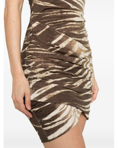 Vestido drapeado estampado de hojas de JUst Cavalli