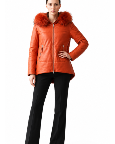 Chaqueta de piel Siosi con pelo de mapache